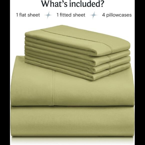 6 PC Queen Sheet Set, Breathable Luxury Bed Sheets,Deep Pockets 18" Eco Friendly - Picture 2 of 7